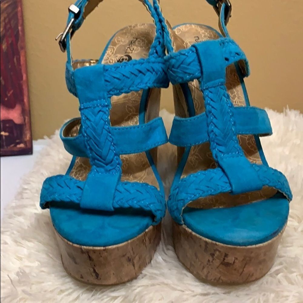 Teal blue wedges  